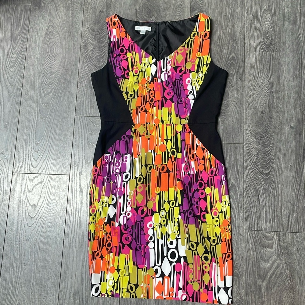 London Times geometric sleeveless colourful dress